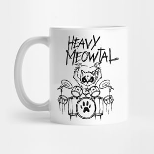 Heavy Metal Headbanger Gift Drummer Cat Playing Drum Meowtal Mug